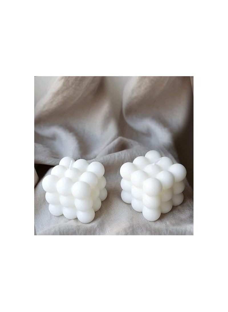 PCS 2PCS Bubble Candles Vanilla Scented Aesthetic Cube Candle, Soy Wax Cool Shaped Candles, Home Office Danish Pastel Trendy Room Floating Shelves Decor Small Decorative Candles  - Image 2