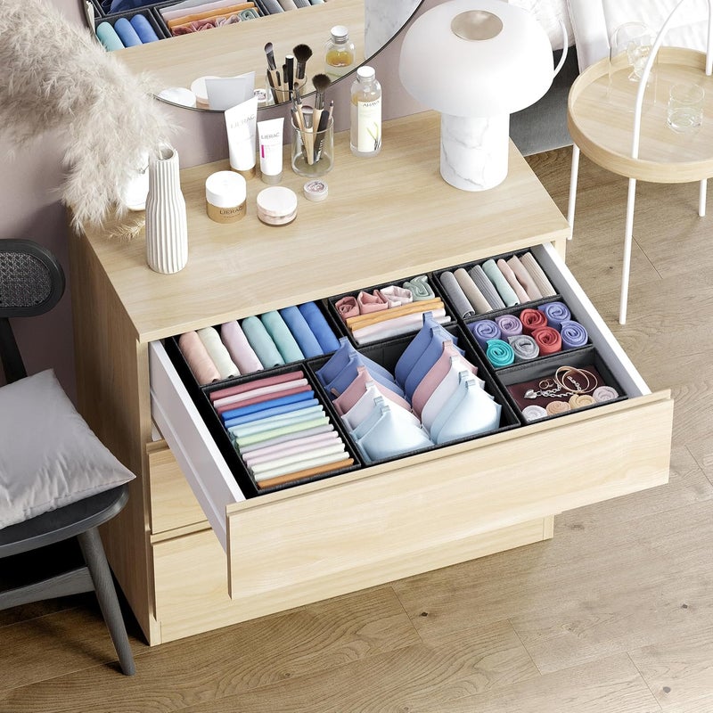 NEATERIZE Drawer Organizer Clothes Set of 12 Black - Dresser Organizer For Nursery, Bedroom, Closet - Image 5