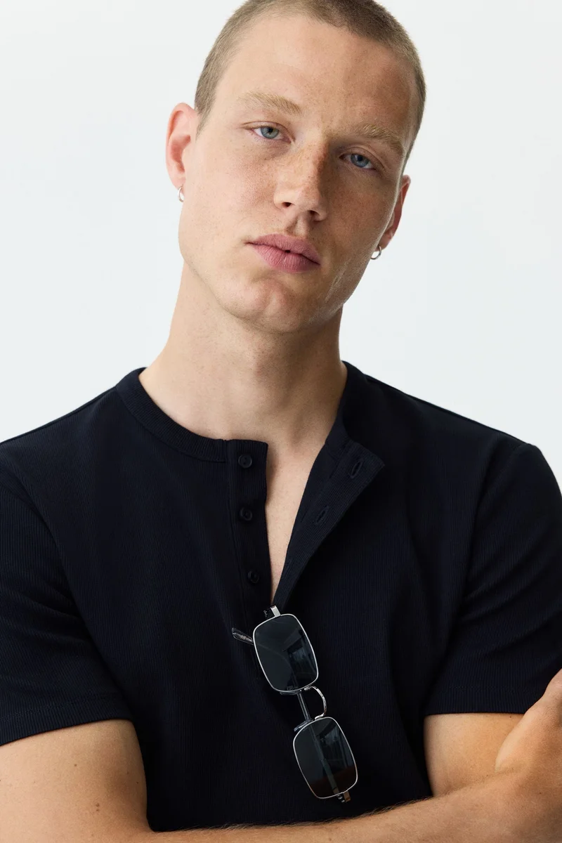 H&M  Slim Fit Henley top for Men | Best Price UAE