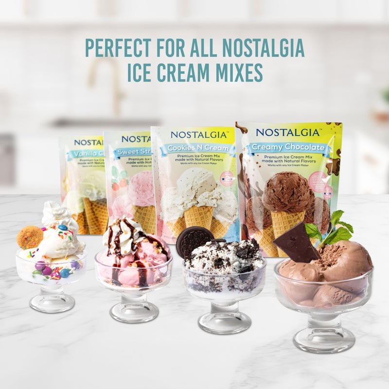 Nostalgia 2-Quart Electric Ice Cream Maker â€“ Make Homemade Ice Cream, Gelato, Sorbet & Frozen Yogurt â€“ No Salt/Ice Needed, Digital Controls, Mix-In Chute & Freezing Gel Canister â€“ Stainless & White - Image 4