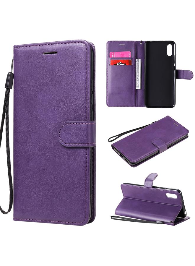 Case For Xiaomi Redmi 9A Solid Color Horizontal Flip Protective Leather Case with Holder & Card Slots & Wallet & Photo Frame & Lanyard