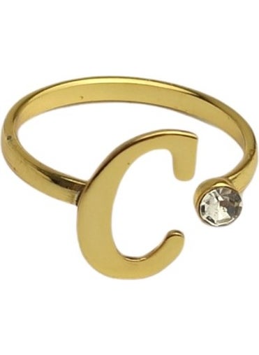 ÇLK Accessories - Adjustable Stone C Letter Ring - Image 1