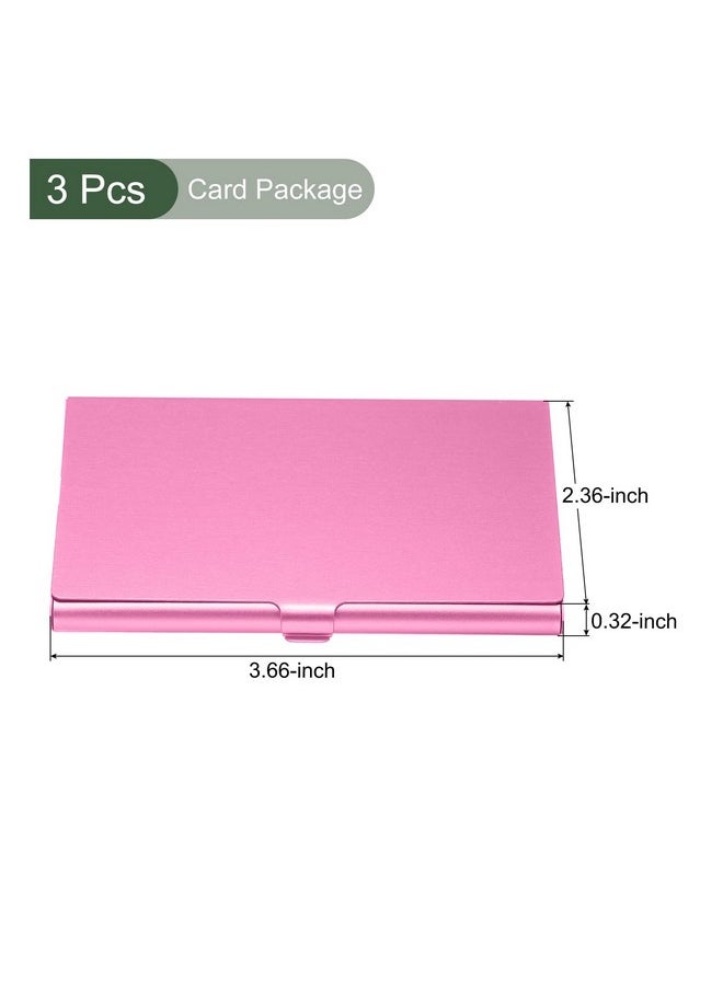 YOKIVE 3 Pcs Business Card Holder Flip Cover Style Keep Cards Neat Great For Office Home Daily Use (Pink 3.66X2.36X0.32Inch)  - Image 2