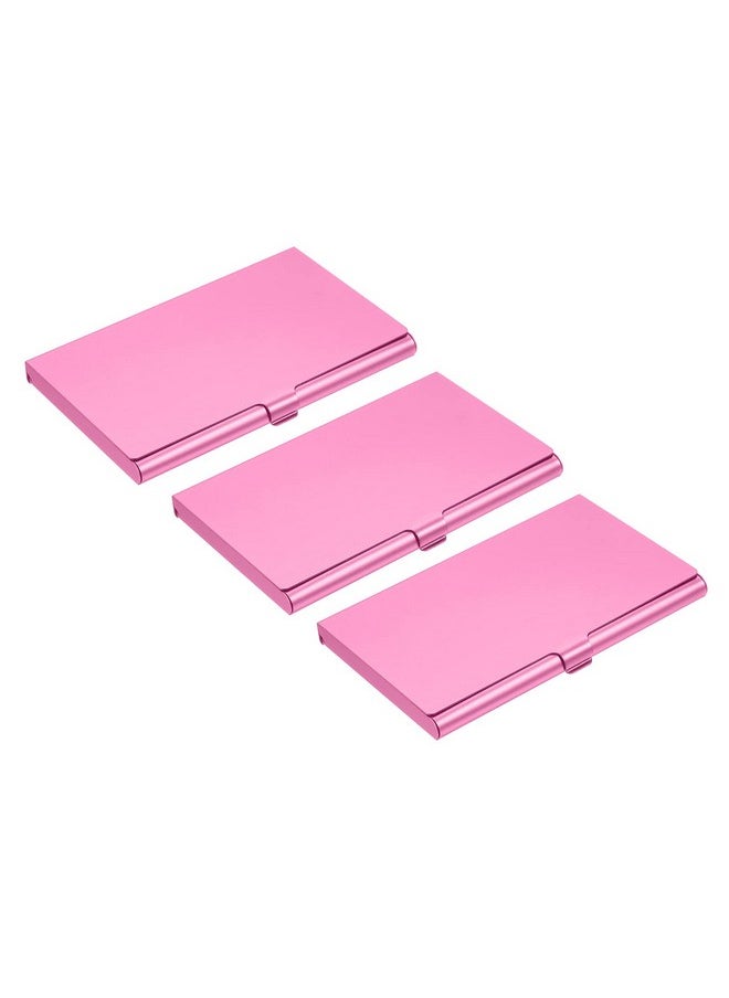 YOKIVE 3 Pcs Business Card Holder Flip Cover Style Keep Cards Neat Great For Office Home Daily Use (Pink 3.66X2.36X0.32Inch)  - Image 1