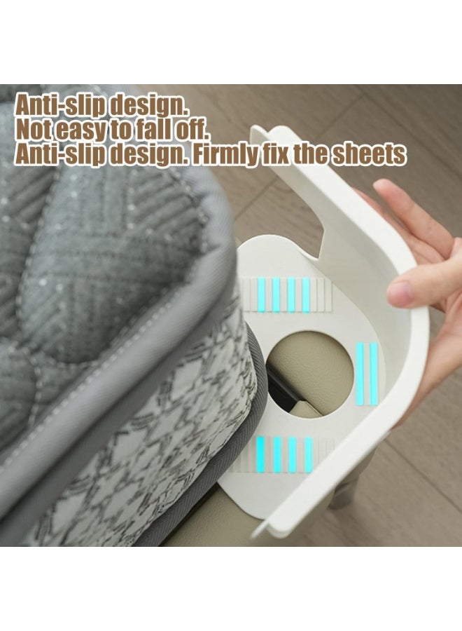 الحجم الكبير من ملاءات سرير مضادة للانزلاق مقاس 4 قطع مشابك ملاءات السرير، مشابك تثبيت شديدة التحمل مع اشرطة زاوية تناسب جميع مقاسات المراتب (متعددة الالوان) - Image 4
