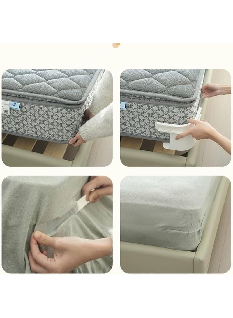 الحجم الكبير من ملاءات سرير مضادة للانزلاق مقاس 4 قطع مشابك ملاءات السرير، مشابك تثبيت شديدة التحمل مع اشرطة زاوية تناسب جميع مقاسات المراتب (متعددة الالوان) - Image 3