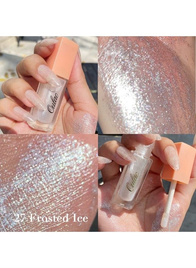 Oulac Transparent Liquid Glitter EyeshadowWhite Shimmery Liquid Eyeshadow With Blendable Moisturizing Formula Weightless Makeup Eyeshadow Easy to Remove Vegan & CrueltyFree Frosted Ice (27)  - Image 3