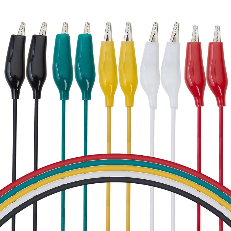 WGGE WG-026 10 Pieces and 5 Colors Test Lead Set & Alligator Clips,20.5 inches / 22 AWG Wire (5 Pack) - Image 4