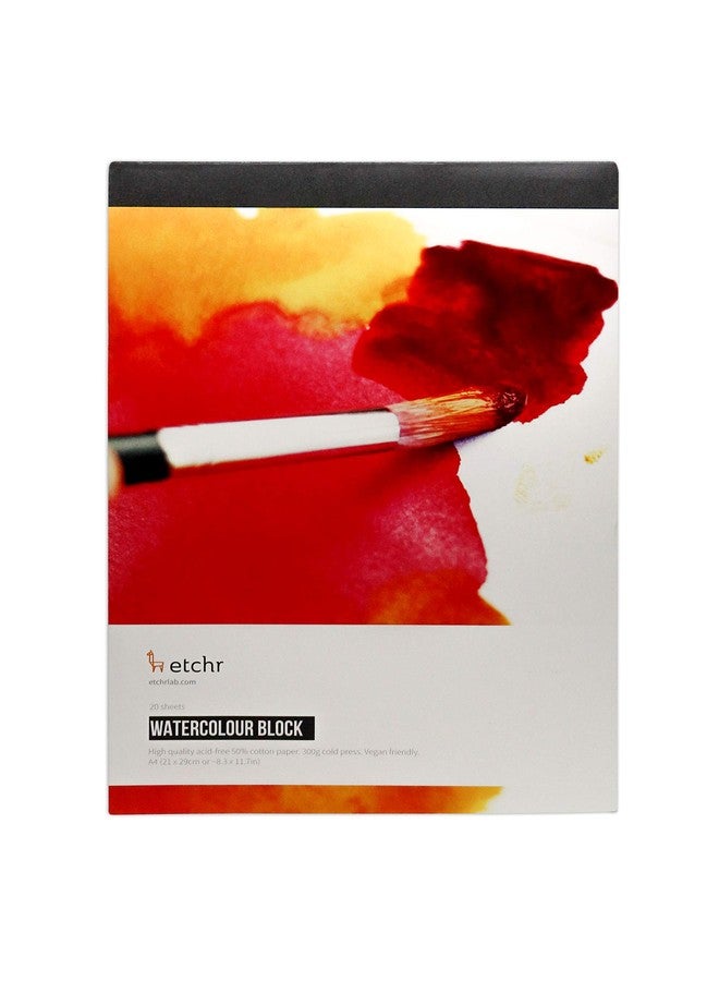 ETCHR Watercolor Paper Block - A4 Professional Cotton Watercolor Block Cold Press 300g (140 lb) - Cold Press Watercolor Cotton Paper Block - Warp Resistant Watercolor Paper Block - Image 1
