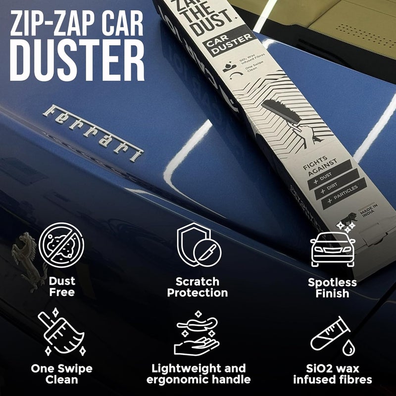 CAR101 Zip Zap Car Duster | مُشبَع بشمع السيراميك | تنظيف خالٍ من الخدوش | مقبض سهل الإمساك | أداة تنظيف سيارات فاخرة | إزالة الغبار بسهولة للسيارة والدراجة - Image 5