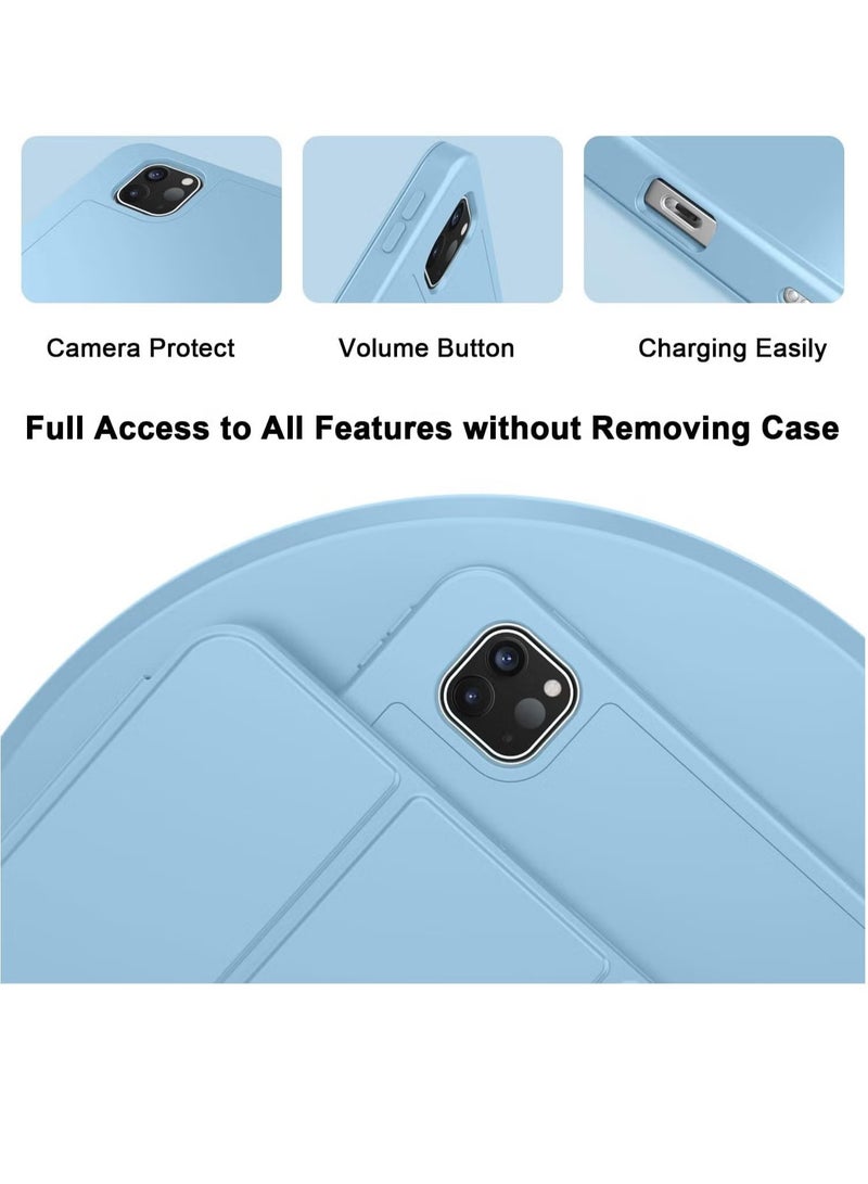 2024 iPad Pro 11" Case (M4, 5th Gen) - Smart Case with Pencil Holder, Touch ID Support, Auto Wake/Sleep Function (Azure Blue) - Image 2