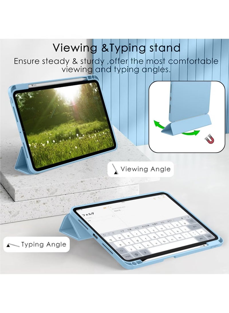 2024 iPad Pro 11" Case (M4, 5th Gen) - Smart Case with Pencil Holder, Touch ID Support, Auto Wake/Sleep Function (Azure Blue) - Image 5