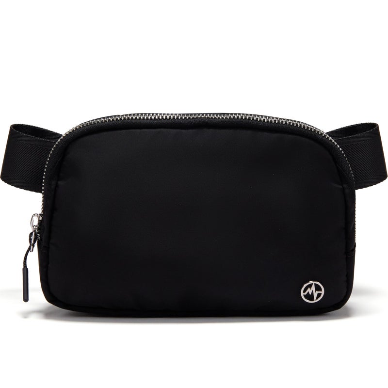 Pander حقيبة حزام سوداء مع حزام قابل للتعديل، حقيبة فاني صغيرة من باندير نايلون للتمارين الخارجية والسفر والركض العادي وركوب الدراجات، 1 لتر - Image 1