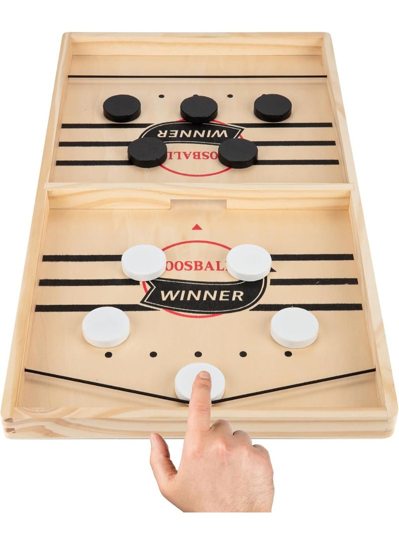 ST ZONE Fast Sling Puck Game – 2 in 1 Wooden Hockey Table & Foosball Winner – Rapid Sling Shot Board Game for Kids & Adults – Family Party Game - Image 1