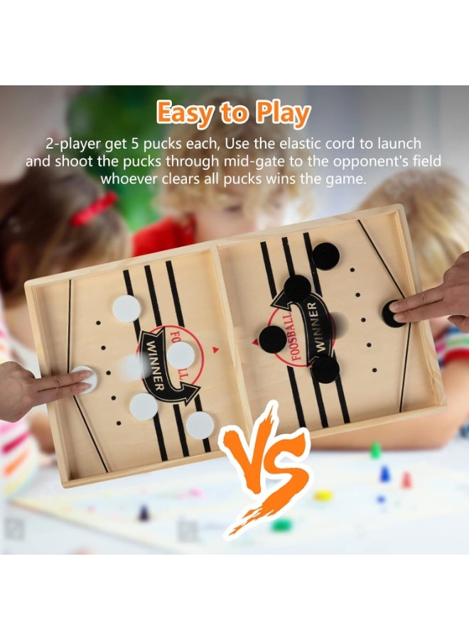 ST ZONE Fast Sling Puck Game – 2 in 1 Wooden Hockey Table & Foosball Winner – Rapid Sling Shot Board Game for Kids & Adults – Family Party Game - Image 2