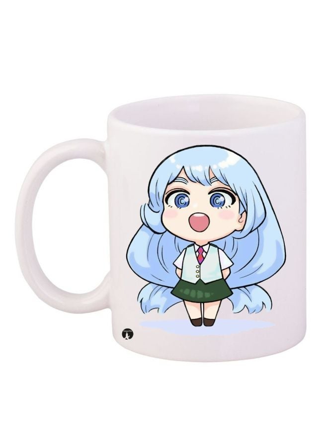 RYN Anime Printed Coffee Mug White/Blue/Green 11ounce