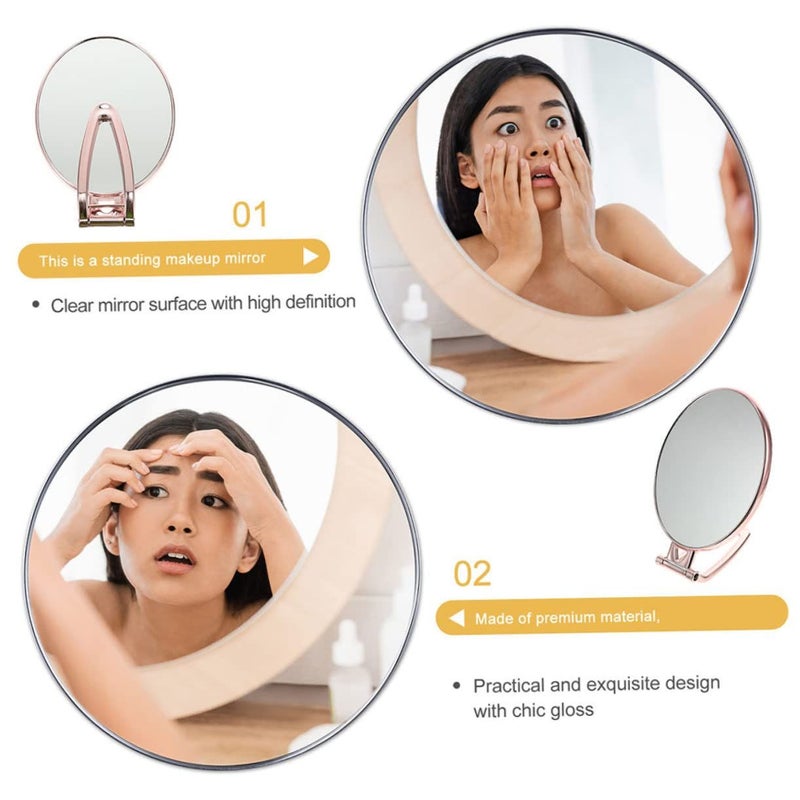 Foldable Desktop Makeup Mirror Dual Sided Handheld for Travel Home High Definition - Image 2