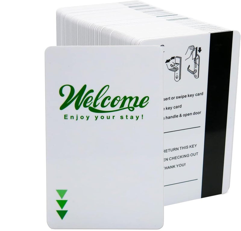Gialer 250 Pack Hotel & Motel Key Cards Welcome Enjoy Your Stay Card Magnetic Strip Door Card(Green) - Image 1