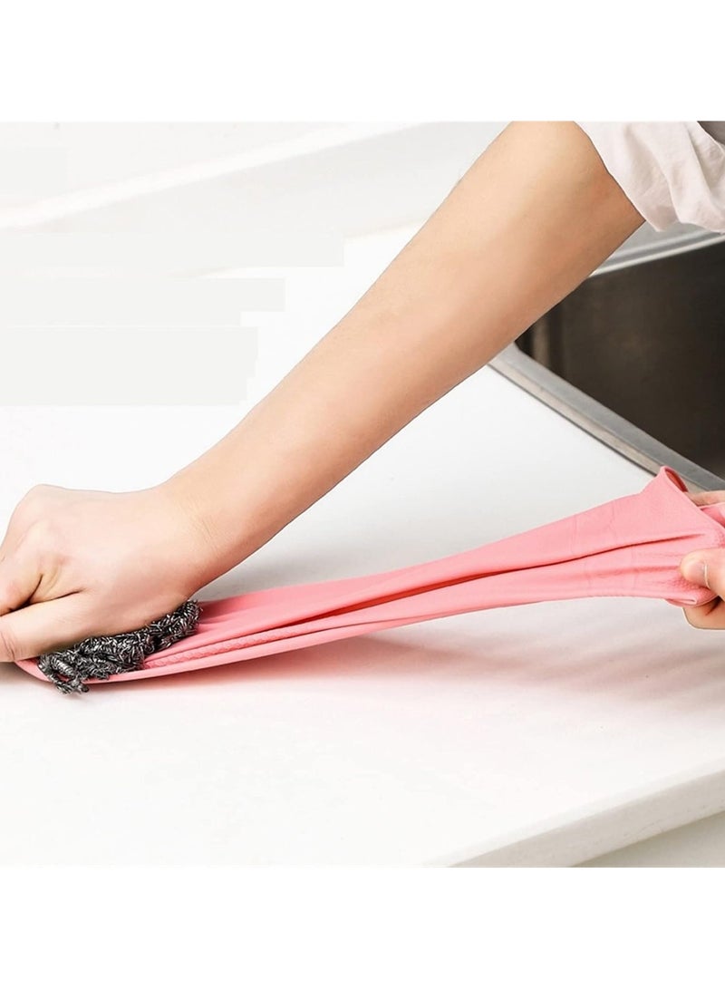 ON MART Gloves For Washing Dishes, Reusable Cleaning Dishwashing Rubber Hand Glove, Stretchable Gloves for Washing, Cleaning Long Dish Glove, Household Chores, Hygienic Cleaning of Kitchen Accessories, (pink) - Image 5