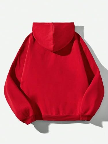 SXV STYLE SXV Casual Minimalist Heart Print Couple Red Hoodie, Loose Fit Thick Valentine Day Sweatshirt for Women, Valentine's Day (in, Alpha, L, Regular, Red-Girl) - Image 3