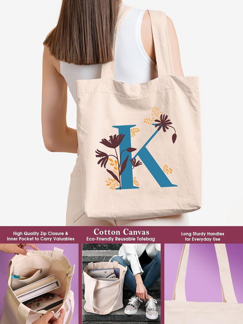 Doodle Monogram K Diary Gift Set with Tote Bag and Pouch | B6 Soft Bound Ruled Notebook | Stationery Gift Set for Women - Image 5