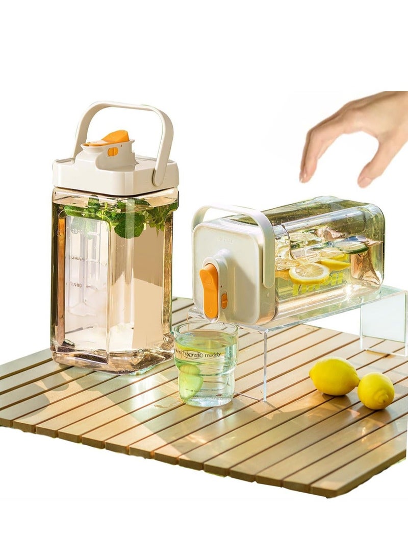 Y&D Plastic Drink Dispenser With Spigots, Leakproof Fridge Container, Large Capacity Beverage Dispenser, Refrigerator Water Bottle with Lid Handle, Cold Kettle Tea Milk Lemonade Container - Image 1