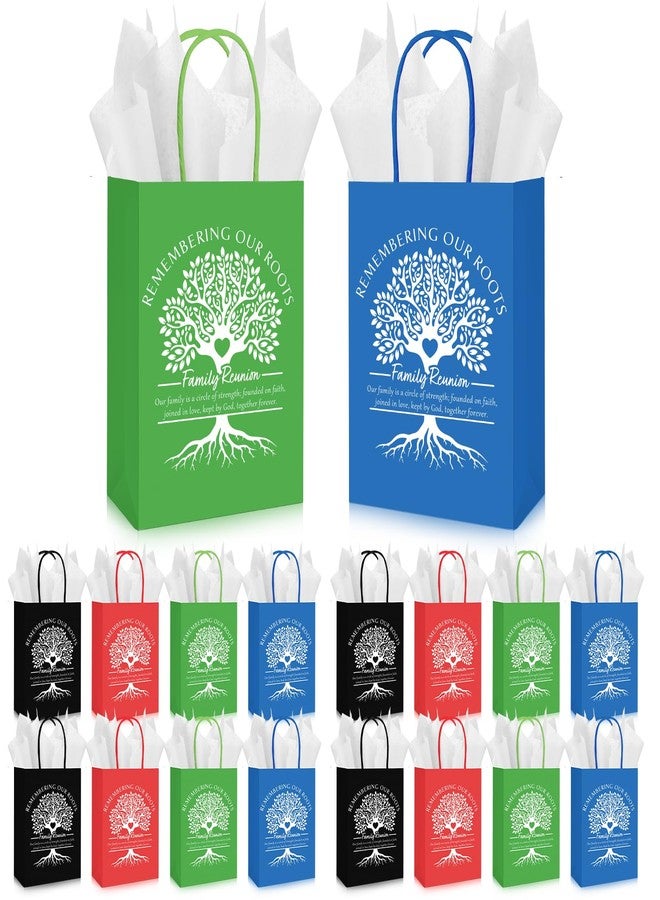 Cholemy 50 Sets Family Reunion Gift Bags with Handles and Tissue Paper Family Reunion Party Favors Kraft Treat Bags Remembering Our Roots Gift Ideas Gathering Party Decorations - Image 1