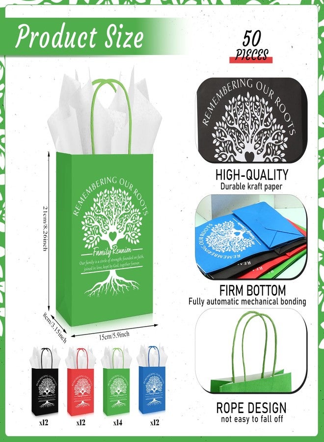 Cholemy 50 Sets Family Reunion Gift Bags with Handles and Tissue Paper Family Reunion Party Favors Kraft Treat Bags Remembering Our Roots Gift Ideas Gathering Party Decorations - Image 2