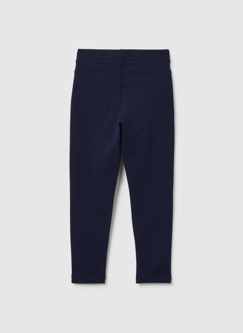 Ovs GIRLS' BLUE COTTON SLIM FIT LEGGINGS