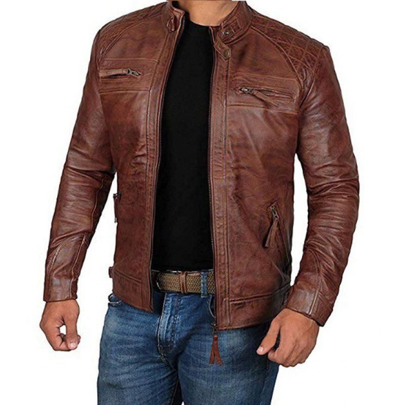 Men'S Leather Jacket Collar Punk Motorcycle Leather Jacket - Image 3