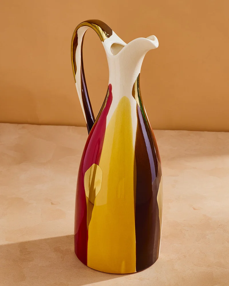 REDTAG Ceramic Pitcher Vase with Abstract Multicolor Finish 18x15.5x41.5cm