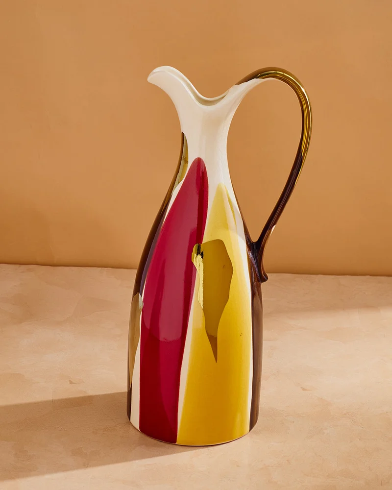 REDTAG Ceramic Pitcher Vase with Abstract Multicolor Finish 18x15.5x41.5cm