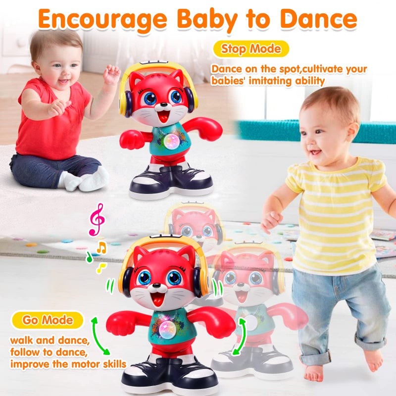 Yunaking Baby Toys, Dancing Cat for Baby Boys & Girls with Music & Recording, Kids Interactive Early Learning Educational Toddler Toys for 2 3 Year Old Boys Girls with Sound Lights Effect Birthday Xmas Gift - Image 4