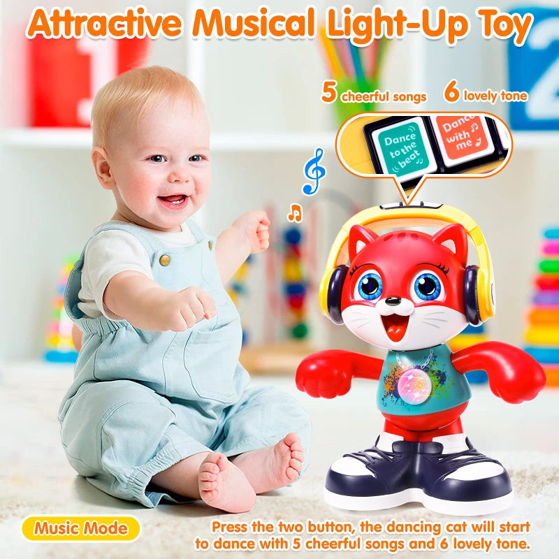Yunaking Baby Toys, Dancing Cat for Baby Boys & Girls with Music & Recording, Kids Interactive Early Learning Educational Toddler Toys for 2 3 Year Old Boys Girls with Sound Lights Effect Birthday Xmas Gift - Image 3