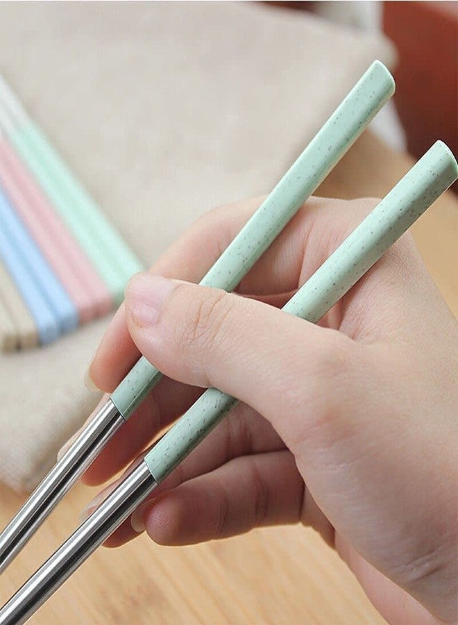 AKRIZA 5 Pairs Premium Reusable Chopsticks Set - Spiral Wheat Chinese Japanese Korean Chopsticks, Lightweight Easy to Use Chop Sticks Utensils (Yellow) - Image 2