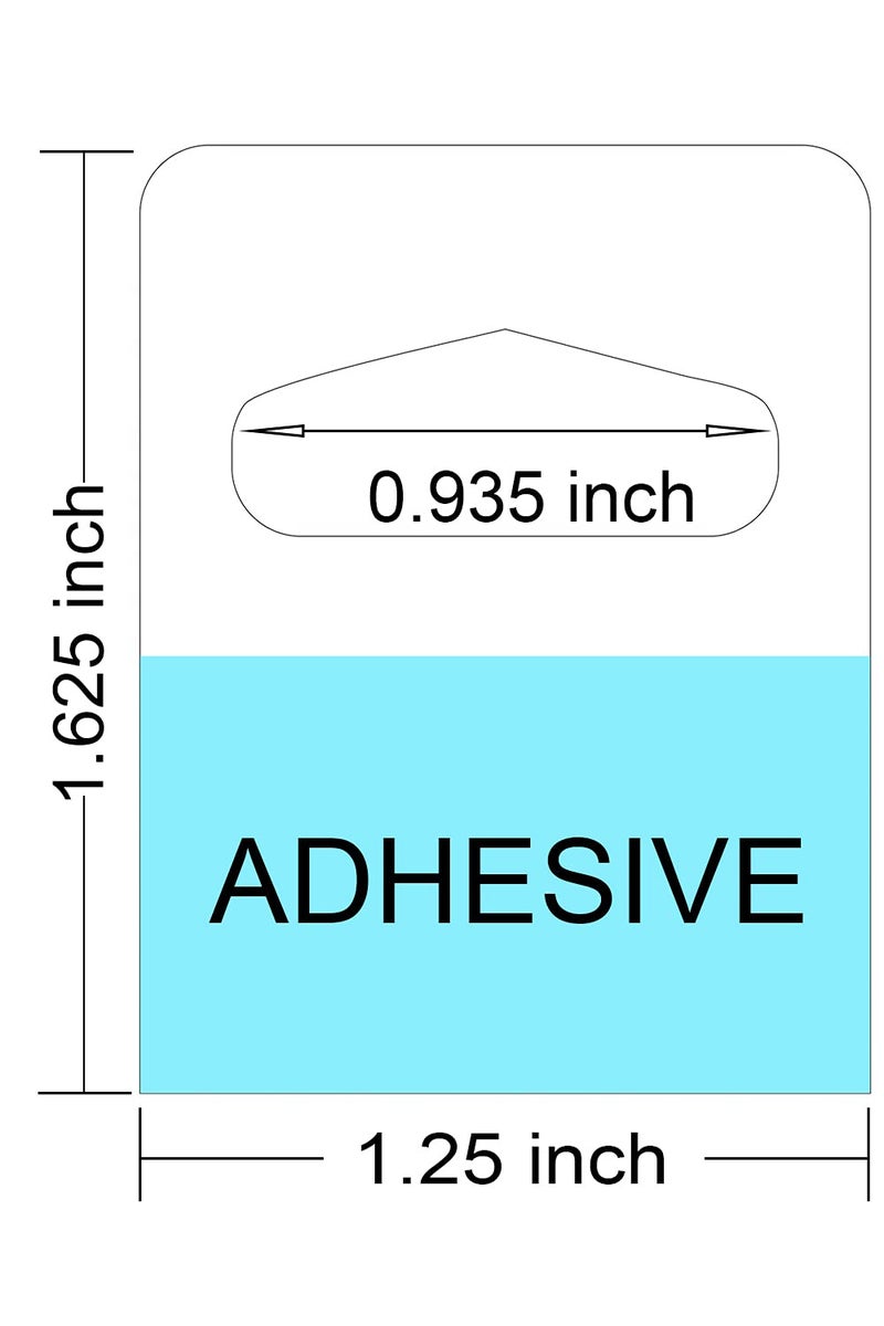 DGJM 300PCS 1-1/4" X 1-5/8" Slot Hole Self Adhesive Hanging Tabs Heavy Duty Clear Plastic Hang Tags Hook for Store Retail Display Tab - Image 2