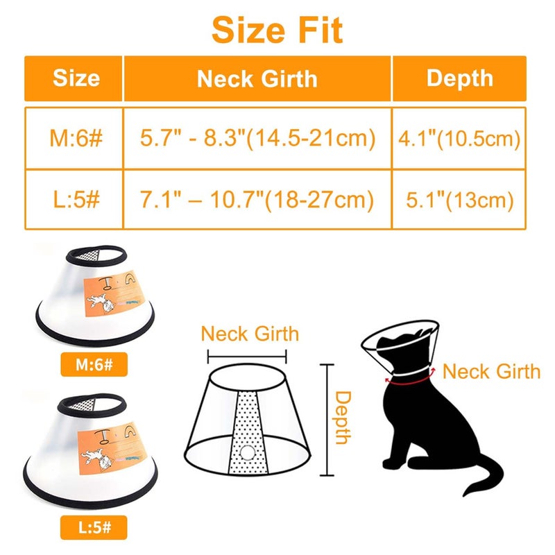 VOVIGGOL 2 Pack Cat Cones to Stop Licking, Pet E Collar Pet Cone for Kitten Cones After Surgery, Cat Elizabethan Collar Puppy Head Cone Recovery Cone for Cats Kitten Puppy (Size M, 6#) - Image 2