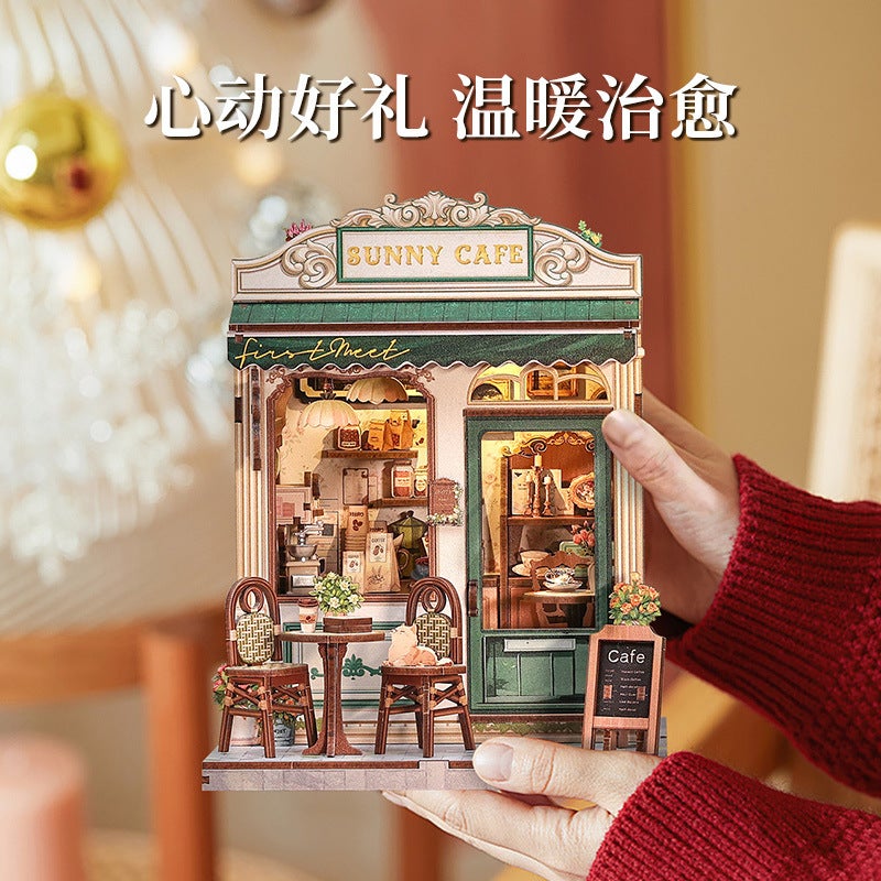 Cutebee New Product Clear Sky Coffee Creative Diy Wooden 3D Stereo Hand-Assembled Book Stand Model Toy Gift - Image 5