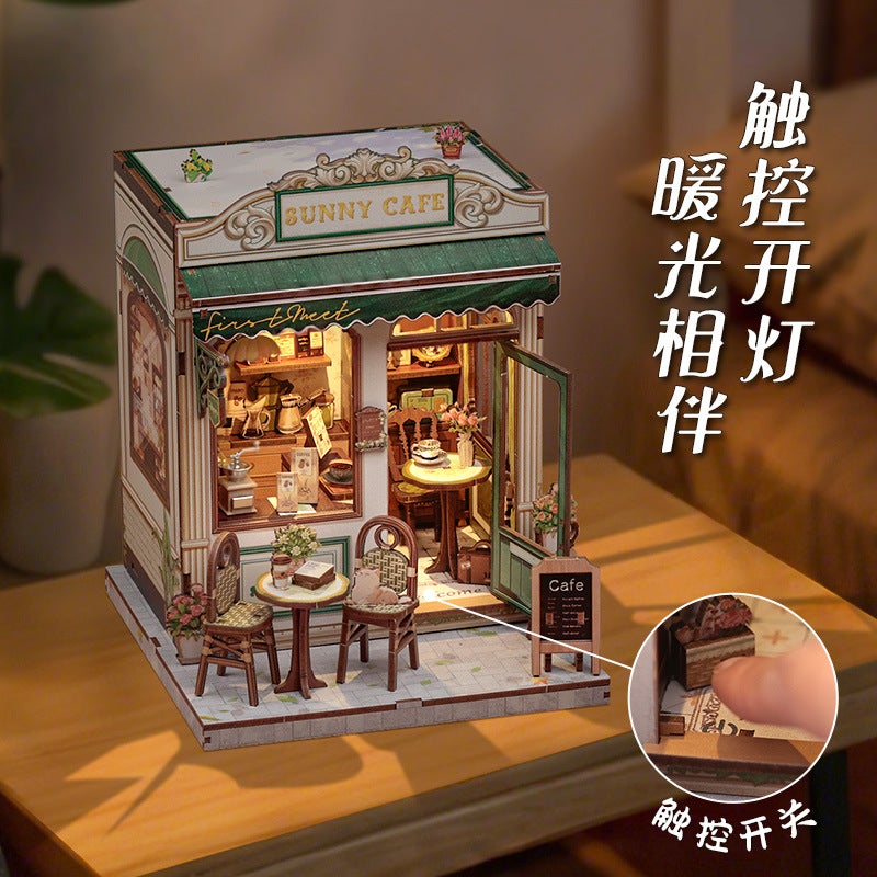 Cutebee New Product Clear Sky Coffee Creative Diy Wooden 3D Stereo Hand-Assembled Book Stand Model Toy Gift - Image 4