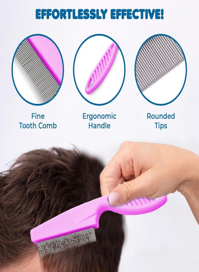 SunGrow Louse Comb for Men and Women, Stainless Steel Grooming Comb for Kids and Adults, For All Types of Hair, Scalp Care, High-strength Fine Teeth, 7.2", Pink Color, 1 Piece per Pack - Image 3
