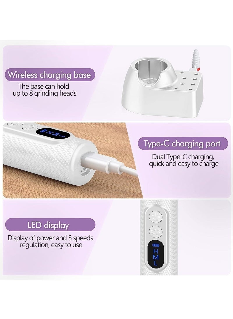 Bukela Electric Nail File,  Flawless White Nail Drill PRO&Portable with12 Basic Nail Drill Bits, Nail Art Faster Removal, Light Weight &Friendy Nail Supplies&Exquisite Lover Gifts - Image 4