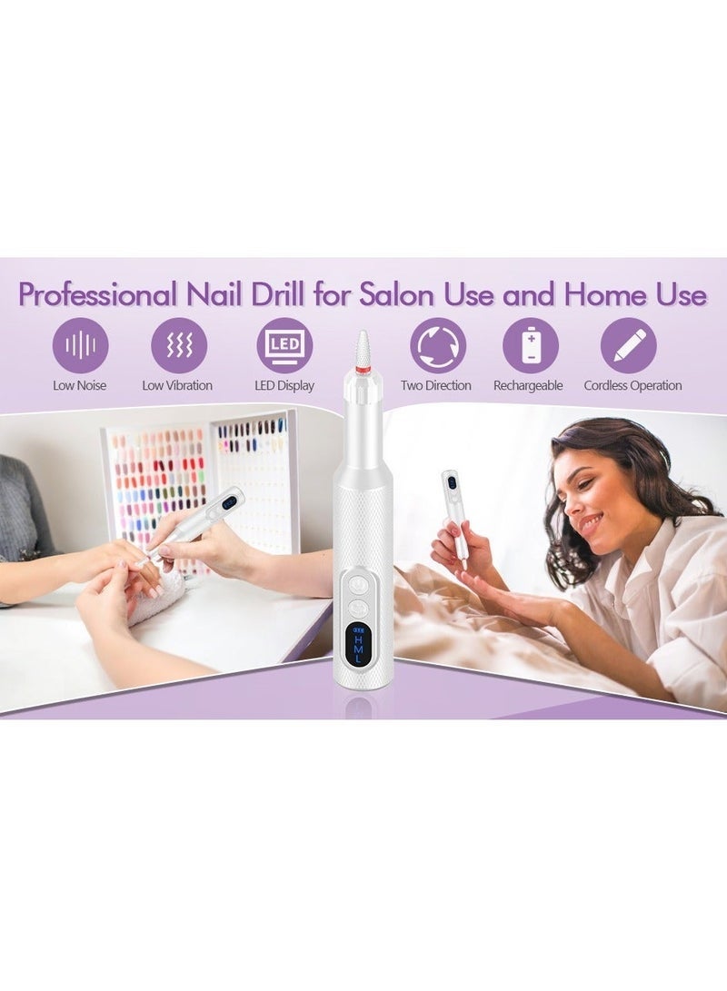 Bukela Electric Nail File,  Flawless White Nail Drill PRO&Portable with12 Basic Nail Drill Bits, Nail Art Faster Removal, Light Weight &Friendy Nail Supplies&Exquisite Lover Gifts - Image 2