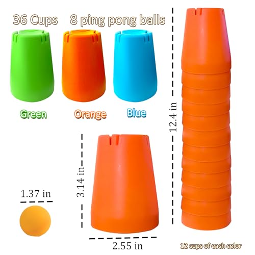 RAINBOW TOYFROG 3in1 Cup Stacking Set Toddler to Young Kids Quick Stacking Cups Game Montessori Stackable Cups to Develop HandEye Coordination Motor Skills and Creative Play Stack Cups and Ball Game Ages 3 - Image 5
