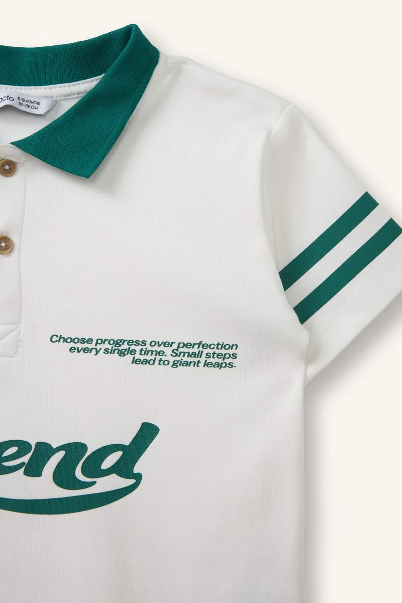 ديفاكتو Baby Boy Oversize Fit Short Sleeve Polo T-Shirt