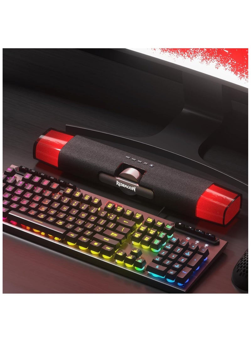 Redragon GS512 Wireless RGB Desktop Speakers, 2.0 PC Computer Stereo Soundbar with BT 5.0/USB Mode, Max 6W x 2 Rich Sound, RGB Backlight - Image 4