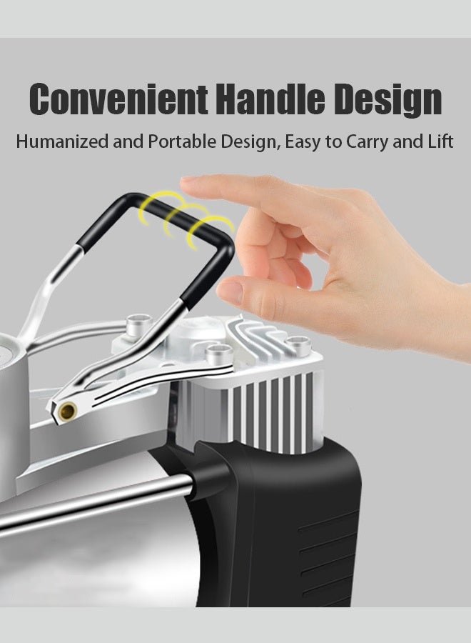 VUCATIN Dual Cylinder Air Compressor Tire Inflator - 12V Portable Air Pump for Car Tires, Bicycles, Sports Balls Motorcycle, Automotive Car Accessories - Image 4