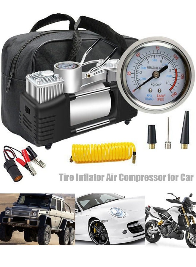 VUCATIN Dual Cylinder Air Compressor Tire Inflator - 12V Portable Air Pump for Car Tires, Bicycles, Sports Balls Motorcycle, Automotive Car Accessories - Image 1