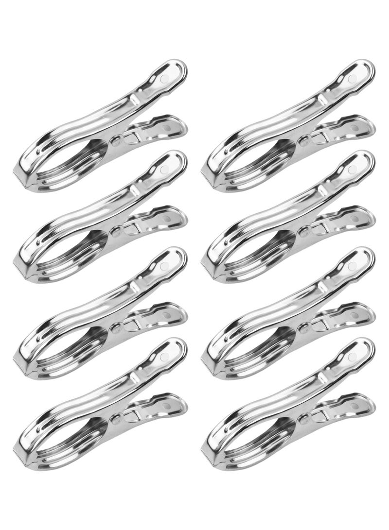 8-Piece Stainless Steel Clothes Clips, Rust-Proof Laundry and Towel Pegs for Outdoor Use, Heavy Duty for Sheets, Blankets, and Thick Clothes  - Image 1