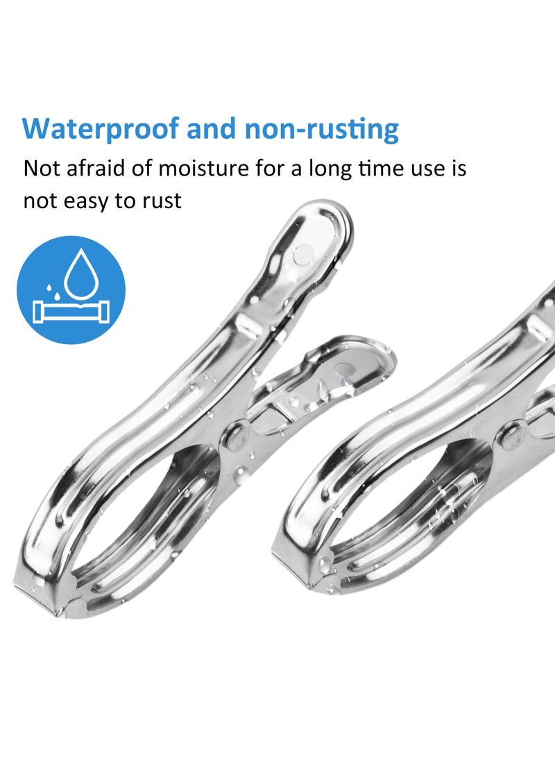 8-Piece Stainless Steel Clothes Clips, Rust-Proof Laundry and Towel Pegs for Outdoor Use, Heavy Duty for Sheets, Blankets, and Thick Clothes  - Image 3