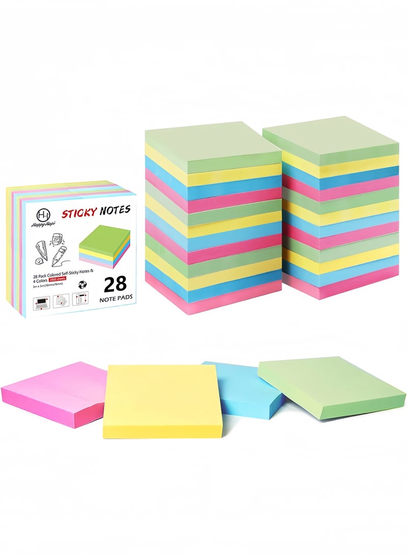 CHU DAI 3 Pads Sticky Notes, Self-Sticky Note Pads Multi Colors, School Supplies Office Products, Writing Memo for Holiday Shop, Teacher Appreciation Xmas Gift and Daily Life Organization - Image 1